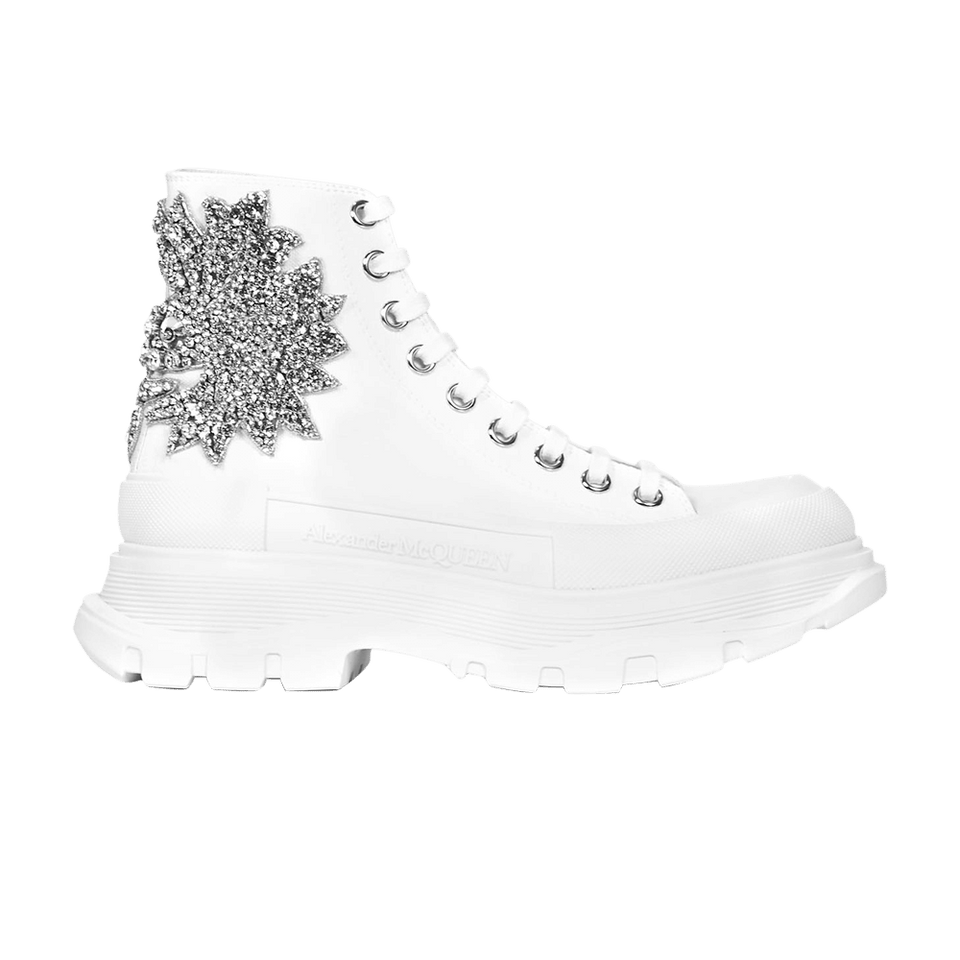 Alexander McQueen Wmns Tread Slick Boot 'Crystal Cloud Embroidery - White'