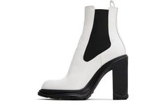 Alexander McQueen Wmns Tread Slick Heeled Chelsea Boot 'Ivory Black'