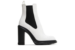 Alexander McQueen Wmns Tread Slick Heeled Chelsea Boot 'Ivory Black'
