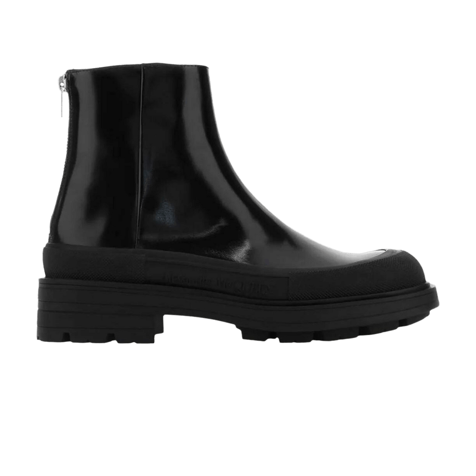 Alexander McQueen Tread Slick ZIpped Ankle Boot Black