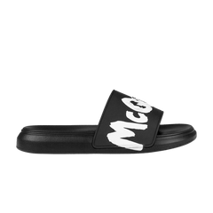 Alexander McQueen Wmns Rubber Pool Slide 'Graffiti Logo - Black White'
