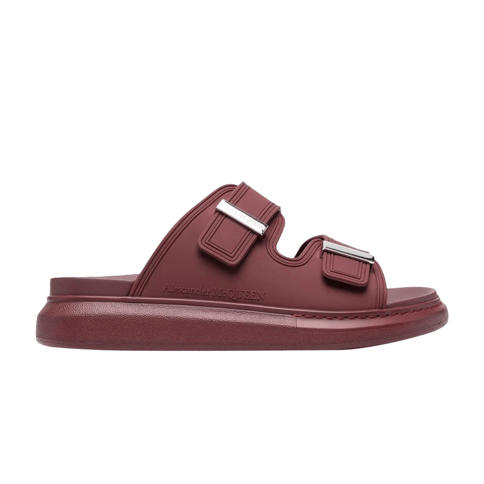 Alexander McQueen Hybrid Double Buckle Sandal Burgundy