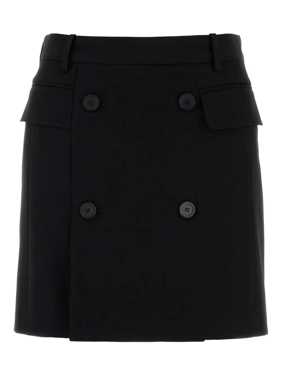 double-breasted twill skirt