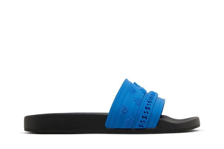 Amiri Bandana Chain Pool Slide Blue Paisley