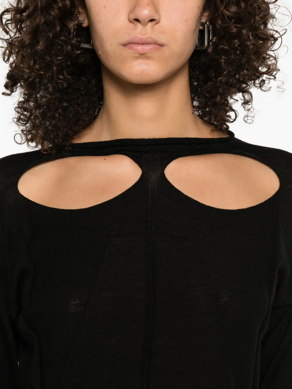 slashed long-sleeve sweater