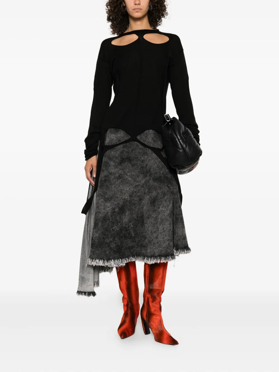 slashed long-sleeve sweater