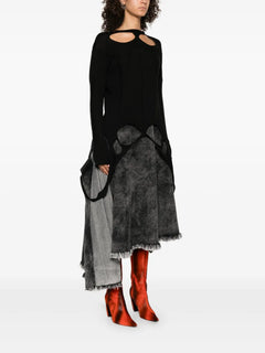 slashed long-sleeve sweater