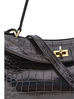medium crocodile-effect shoulder bag