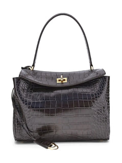 medium crocodile-effect shoulder bag