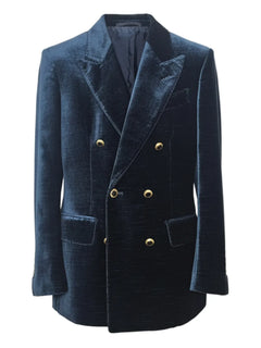 double-breasted velvet blazer