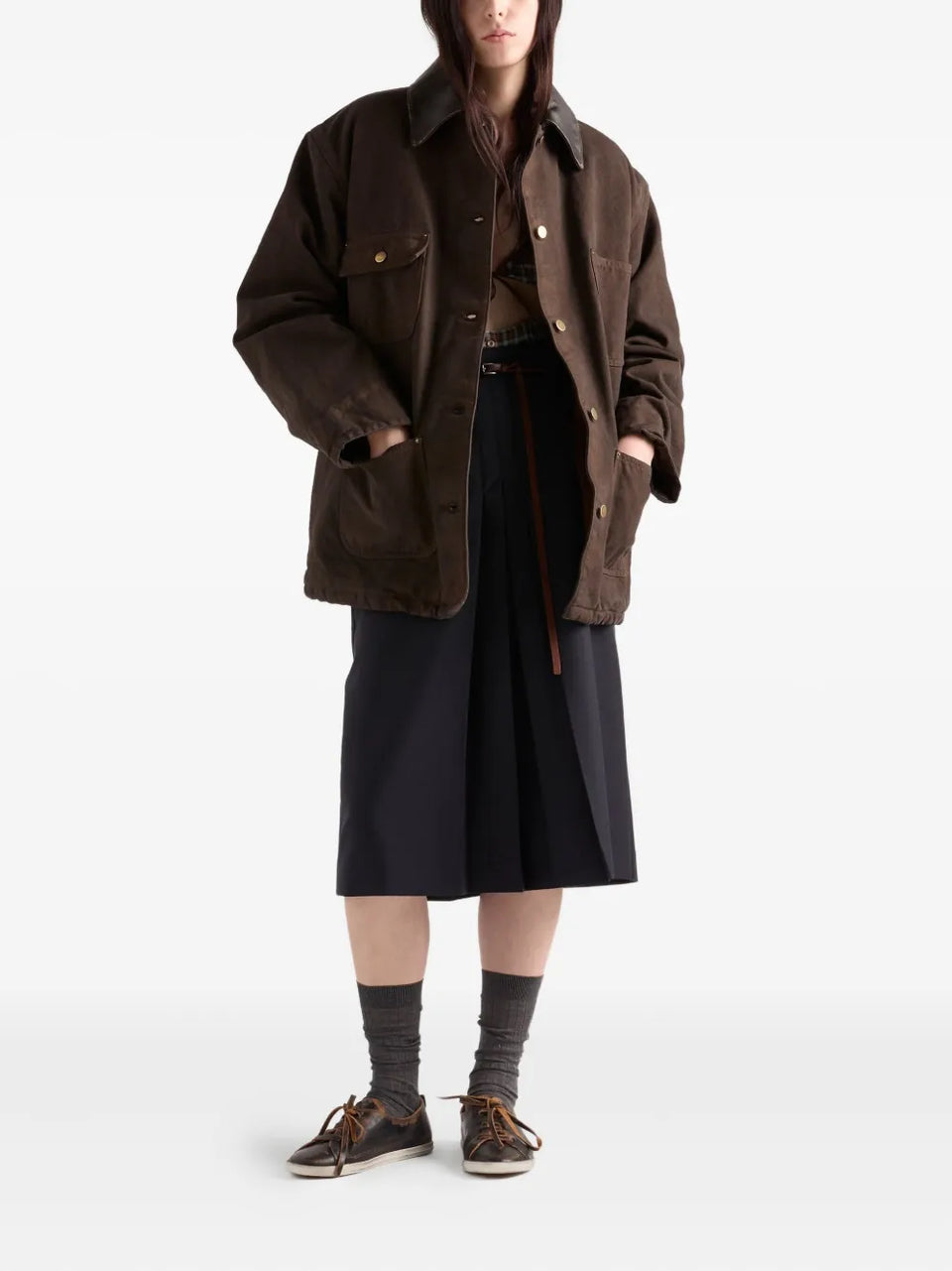 leather-collar canvas jacket