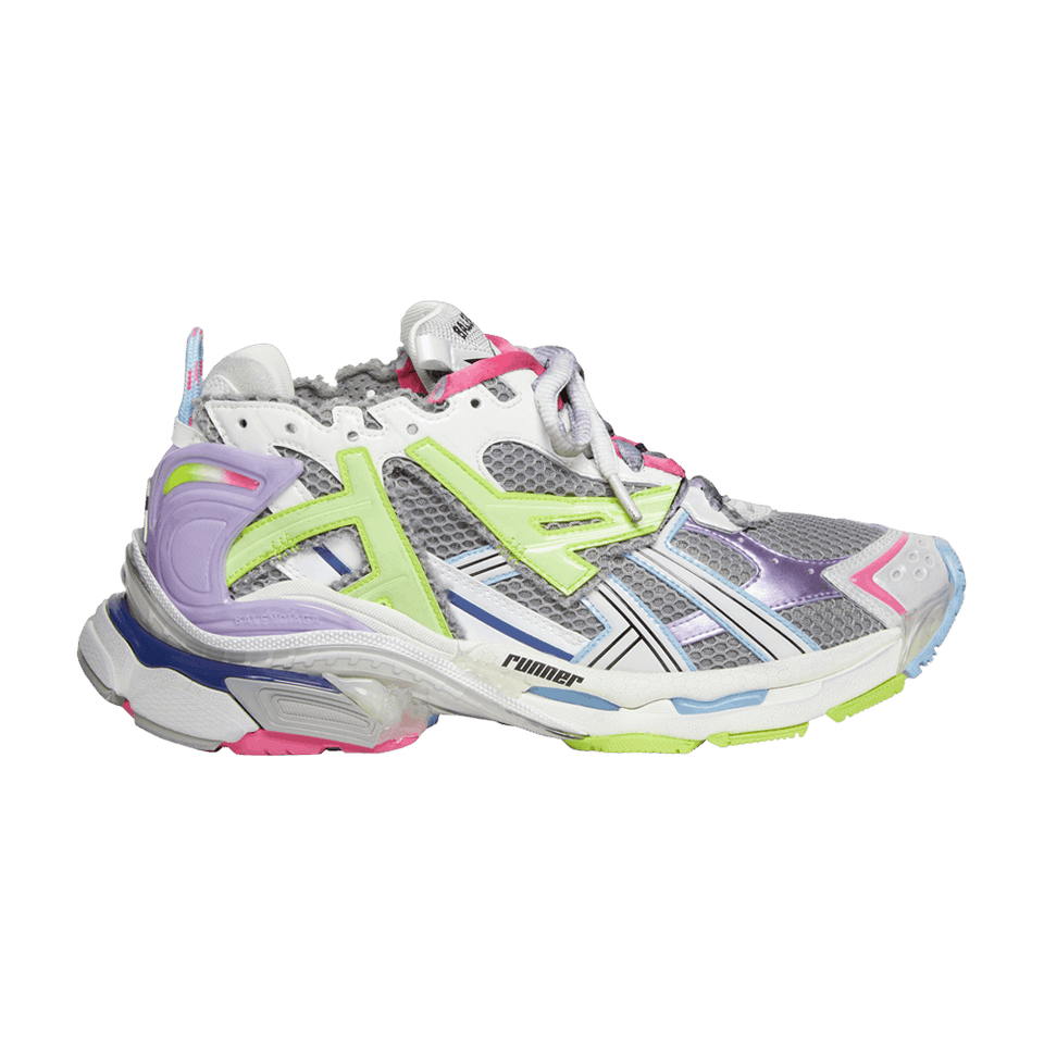 Balenciaga Runner Leather Free Grey Light Purple Neon Yellow White
