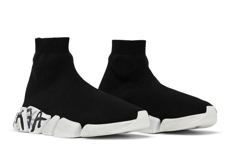 Balenciaga Speed 2.0 Graffiti Recycled Knit Black White