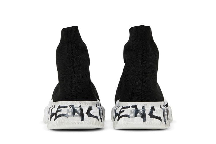 Balenciaga Speed 2.0 Graffiti Recycled Knit Black White