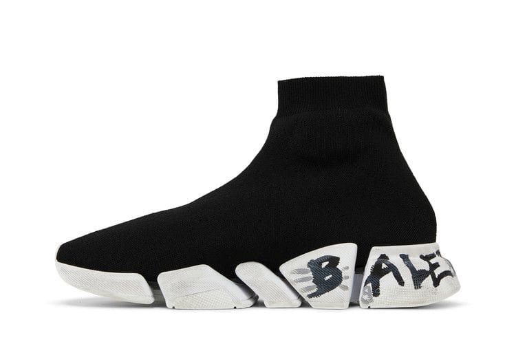 Balenciaga Speed 2.0 Graffiti Recycled Knit Black White