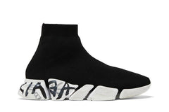 Balenciaga Speed 2.0 Graffiti Recycled Knit Black White