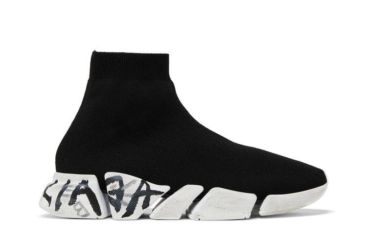 Balenciaga Speed 2.0 Graffiti Recycled Knit Black White