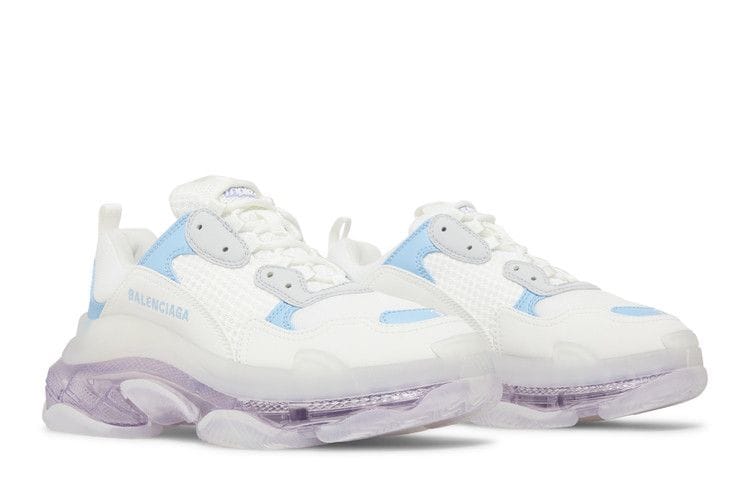 Balenciaga Triple S Clear Sole Leather Free Light Blue Grey Light Purple White (Women's)
