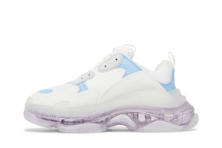 Balenciaga Triple S Clear Sole Leather Free Light Blue Grey Light Purple White (Women's)