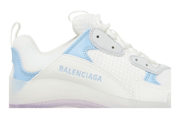 Balenciaga Triple S Clear Sole Leather Free Light Blue Grey Light Purple White (Women's)
