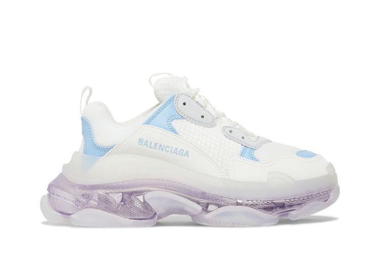 Balenciaga Triple S Clear Sole Leather Free Light Blue Grey Light Purple White (Women's)