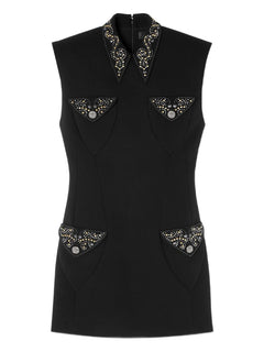 embellished wool mini dress