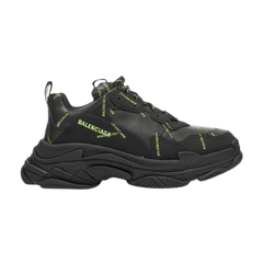 Balenciaga Triple S Sneaker Allover Logo - Black Fluo Yellow