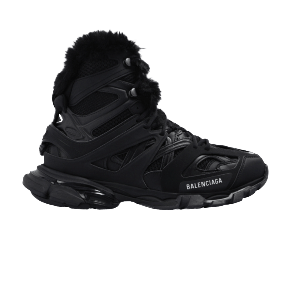 Balenciaga Track Hike Boots Faux Fur Black
