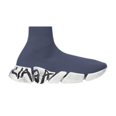 Balenciaga Speed 2.0 Graffiti Recycled Knit Dark Grey White