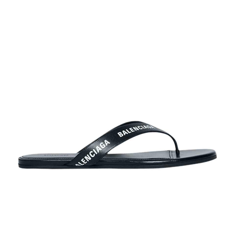 Balenciaga Wmns Flip Flop Slides 'Allover Logo - Black'