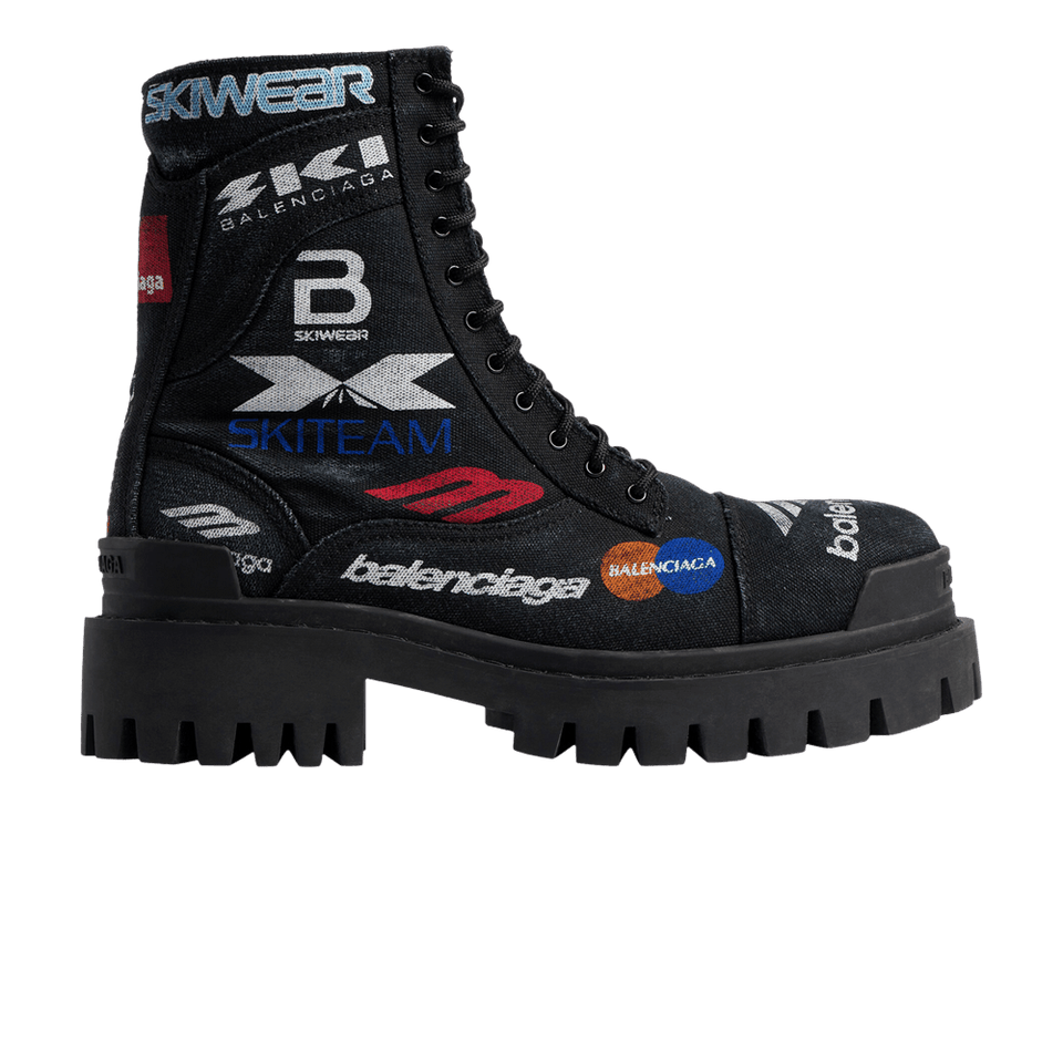 Balenciaga Combat Strike Boot Worn-Out - Black Allover Print