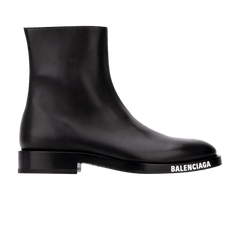 Balenciaga Leather Ankle Boot Black White Logo