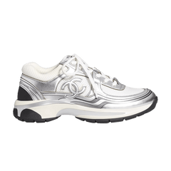 Chanel CC Logo Sneaker White Silver