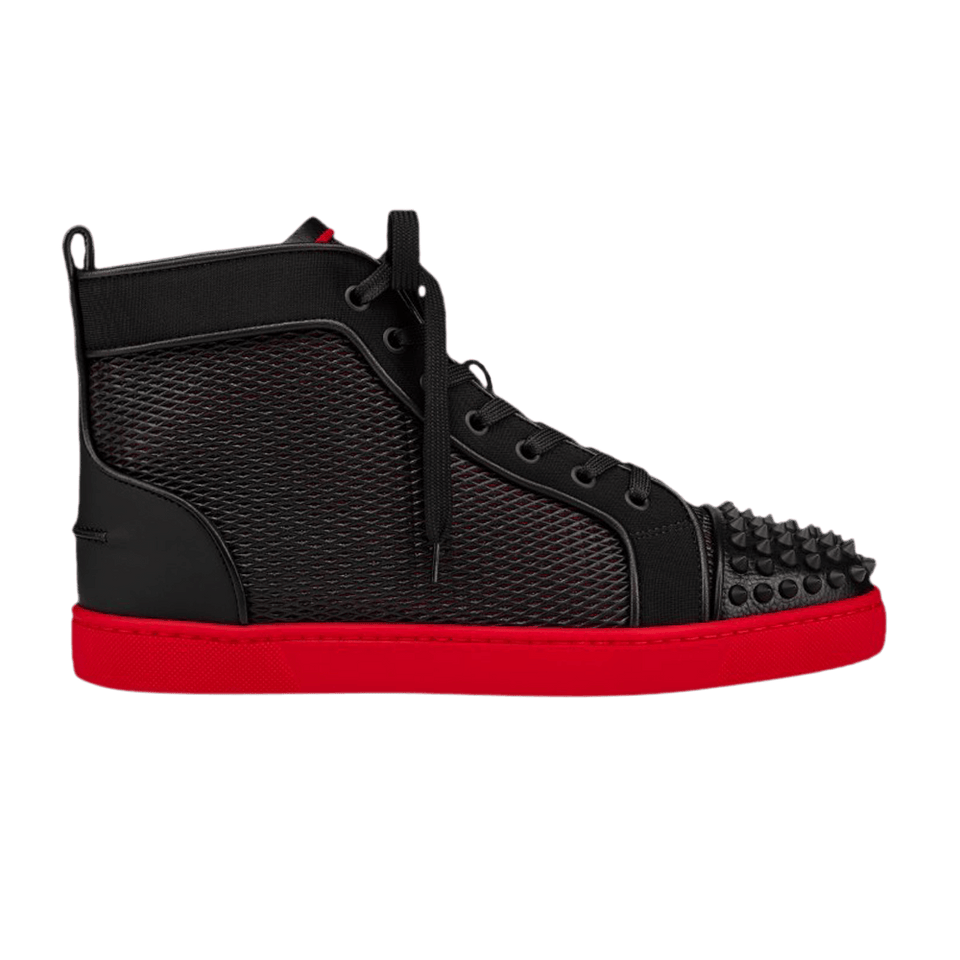 Christian Louboutin Lou Spikes Orlato Flat Black Red