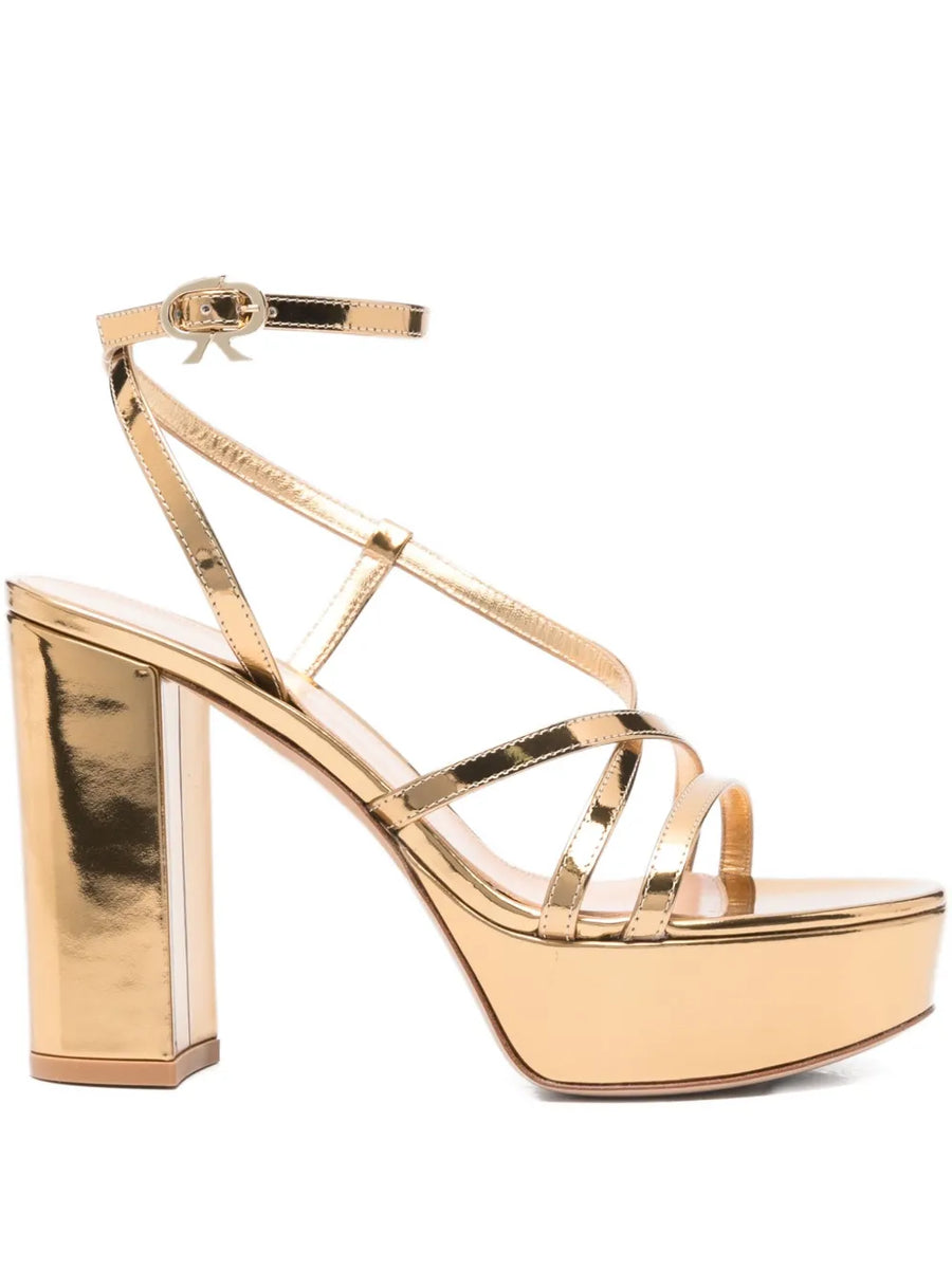 100mm metallic leather sandals
