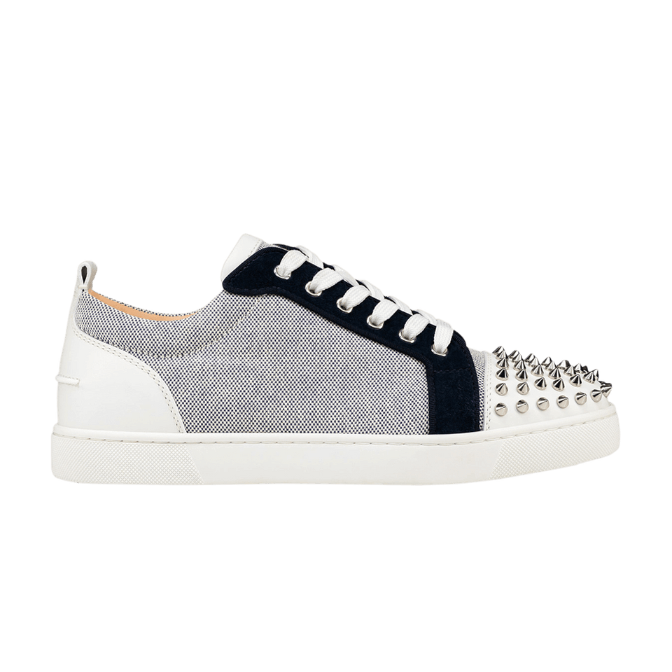 Christian Louboutin Louis Junior Spikes Orlato Flat White Navy