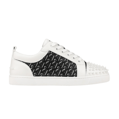 Christian Louboutin Louis Junior Spikes Orlato Flat CL Monogram White Black