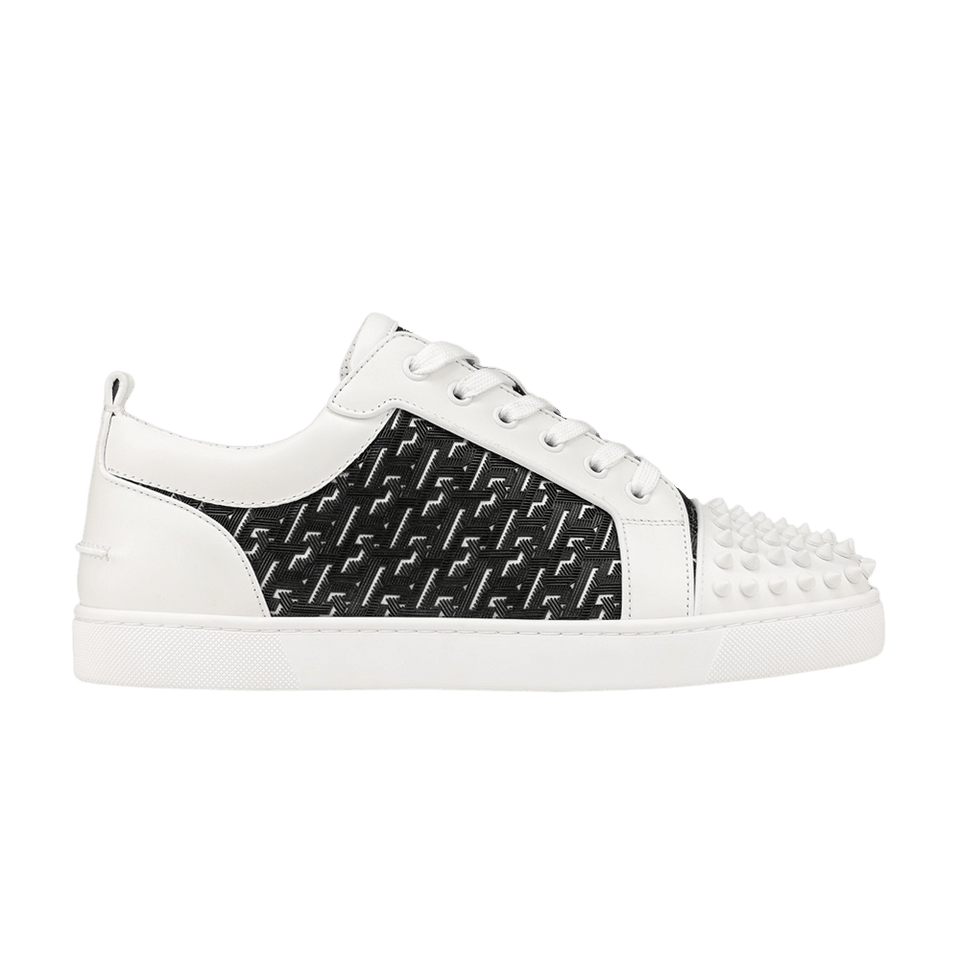 Christian Louboutin Louis Junior Spikes Orlato Flat CL Monogram White Black