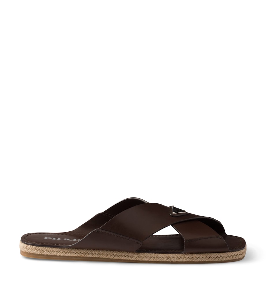 Prada Leather Crisscross Sandals