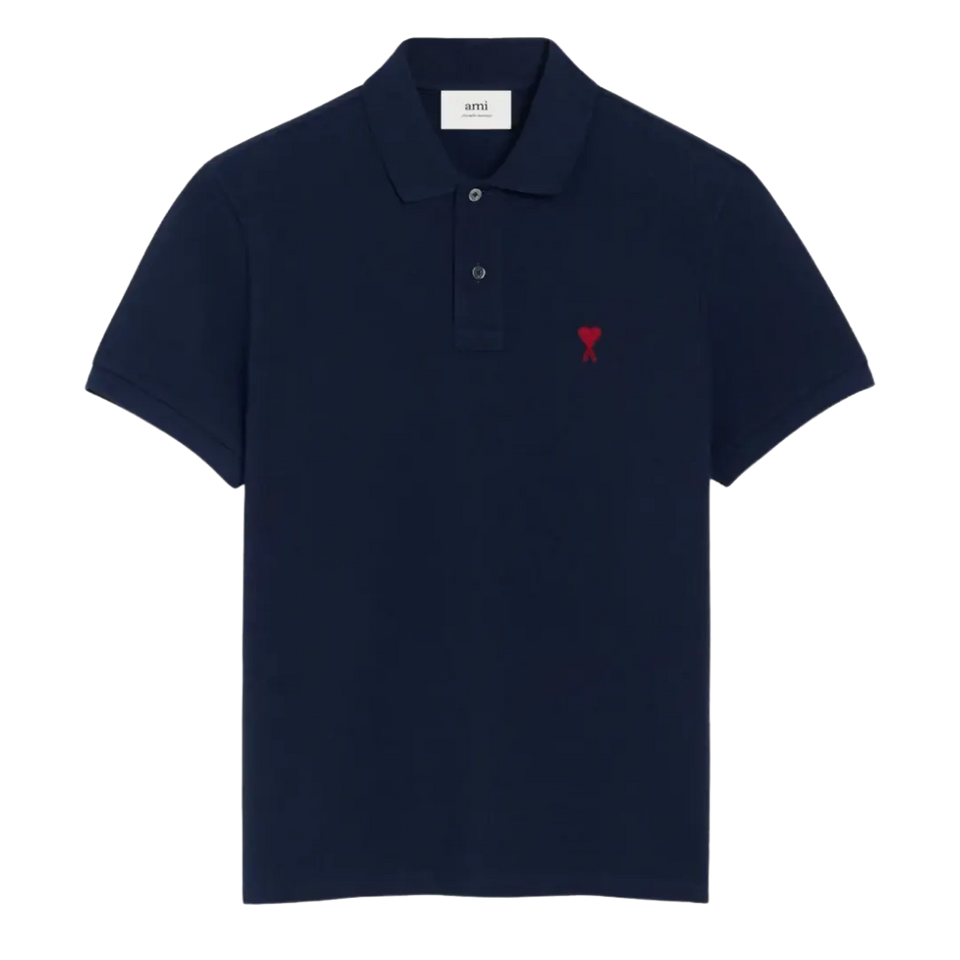 Navy Cotton Ami de Coeur Polo Shirt Ami de Coeur polo shirt in organic cotton pique