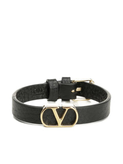 v-logo leather bracelet
