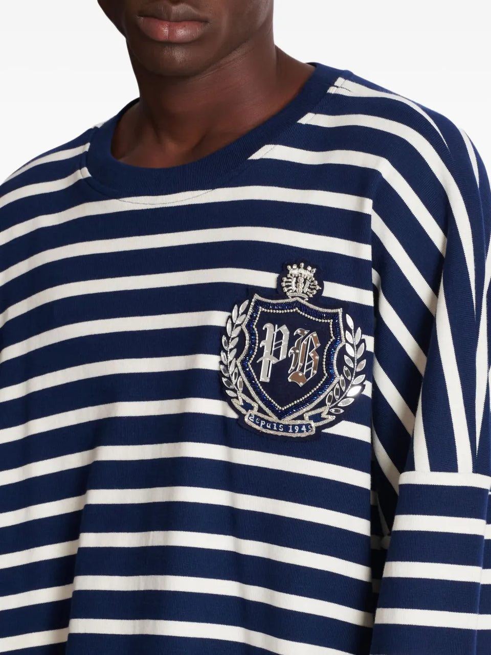 emblem striped sweatshirt