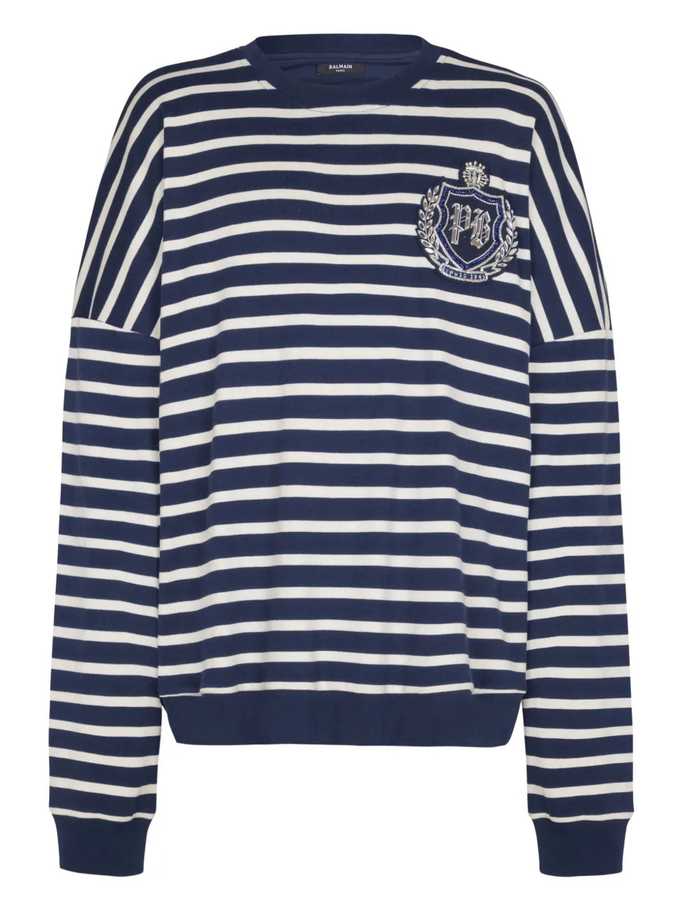 emblem striped sweatshirt