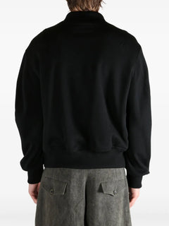leather-paneled bomber jacket