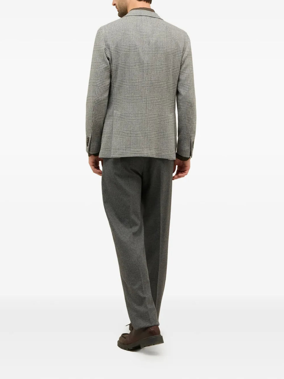 checked single-breasted blazer