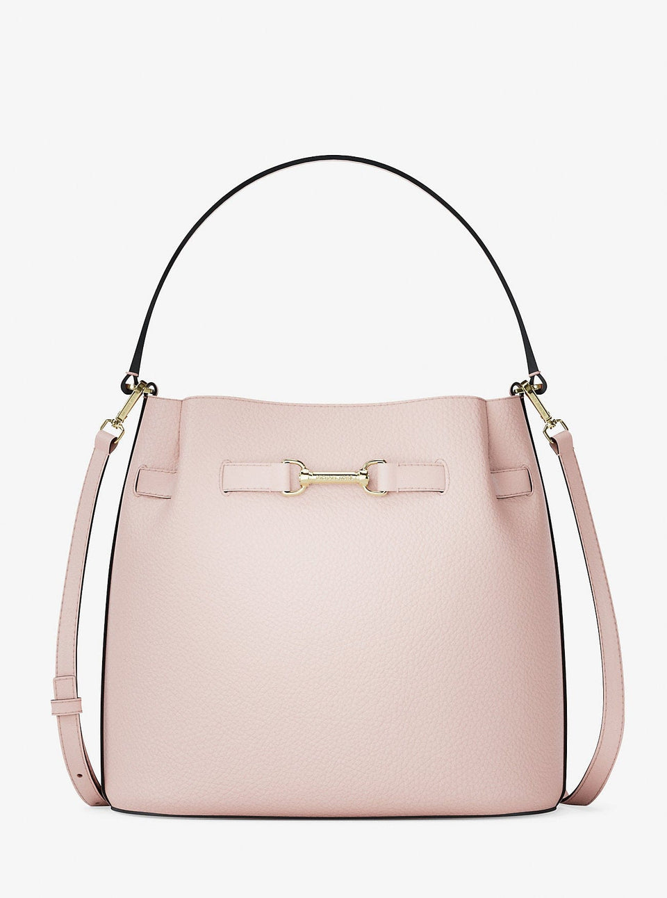 Michael Kors Carson Medium Pebbled Leather Convertible Bucket Crossbody Bag Powder Blush