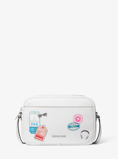 Michael Kors Jet Set Large Embellished Camera Crossbody Bag Optic White
