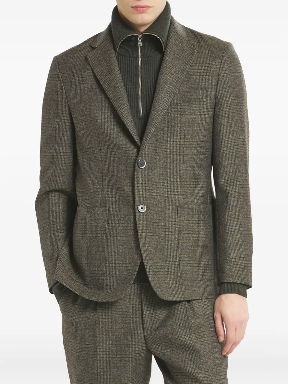 checked single-breasted blazer