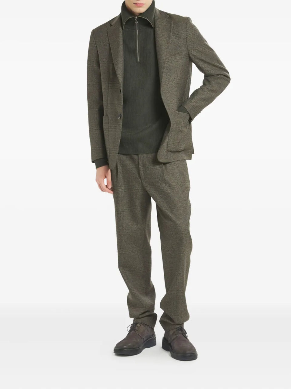 checked single-breasted blazer
