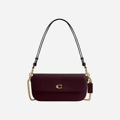 Coach Brook Flap Chain Bag Brass Merlot